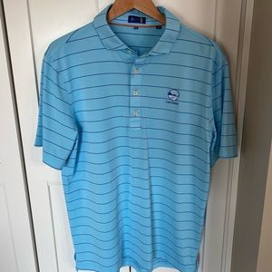 Stitch Blue Striped Logo Golf Polo size M/L